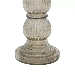 Smoke Gray Glass Pillar Candle Holders, Set of 3