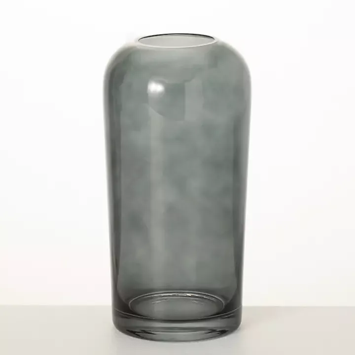 Smoked Gray Glass Vase, 10 in.