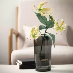 Smoked Gray Glass Vase, 10 in.