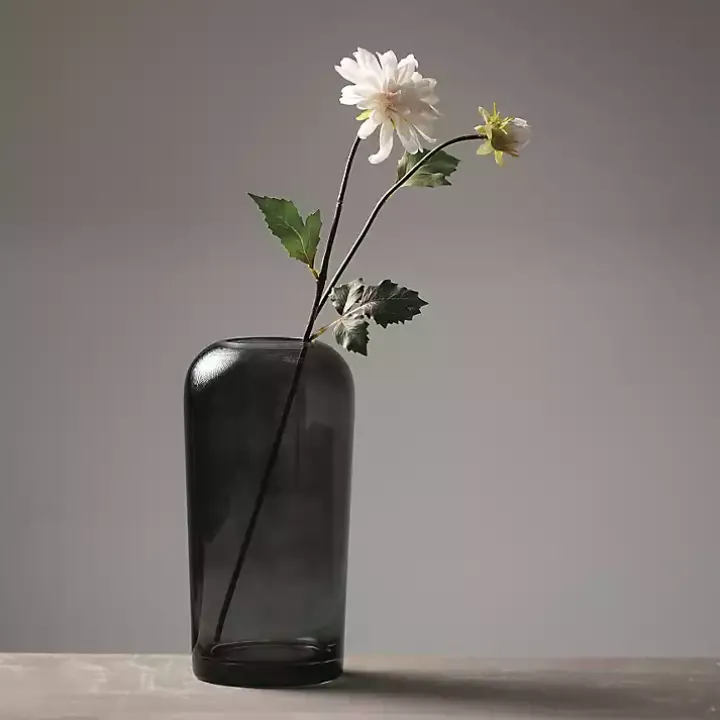 Smoked Gray Glass Vase, 10 in.