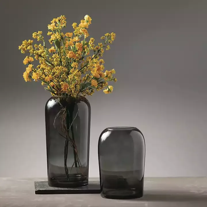 Smoked Gray Glass Vase, 10 in.