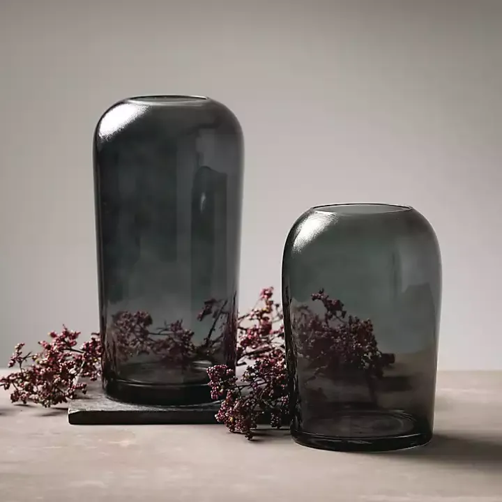 Smoked Gray Glass Vase, 10 in.