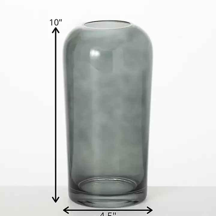 Smoked Gray Glass Vase, 10 in.