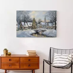 Snow Winter Village Canvas Art Print