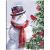 Snowman and Cardinal Canvas Art Print