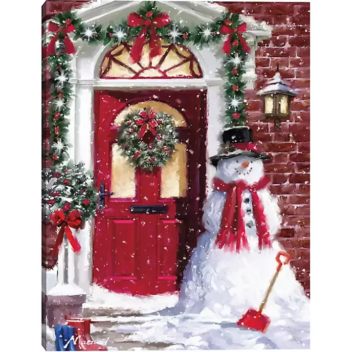 Snowman Entryway Canvas Art Print
