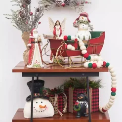 Snowman Figurine with Cardinals Figurine