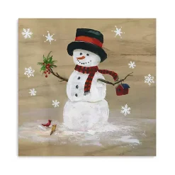 Snowman Mistletoe Canvas Christmas Art Print