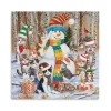 Snowman with Kittens Canvas Christmas Art Print