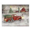 Snowy Barn and Truck Canvas Art Print