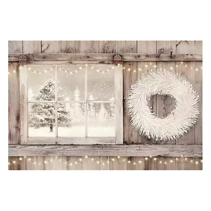 Snowy Barn View Canvas Art Print, 24x16