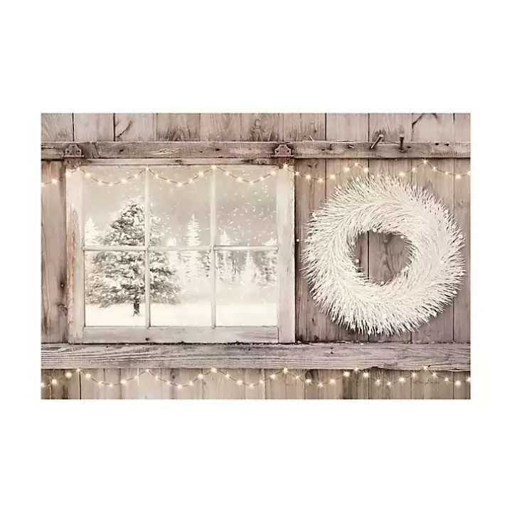 Snowy Barn View Canvas Art Print, 32x48