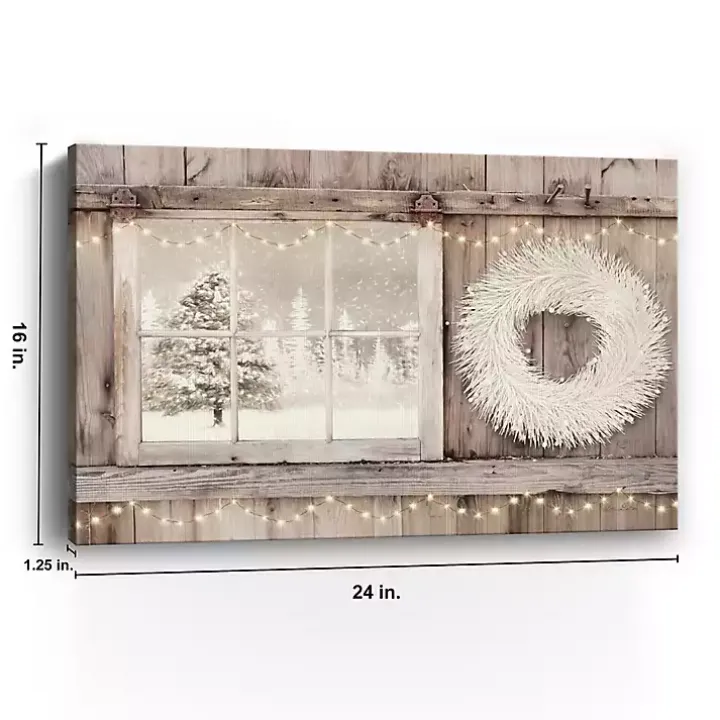Snowy Barn View Canvas Art Print, 24x16
