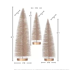 Snowy Bronze Bristle Christmas Trees, Set of 3