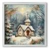 Snowy Holiday Church Framed Art Print