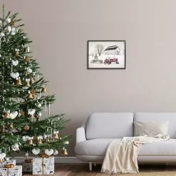 Snowy Red Tractor Framed Art Print