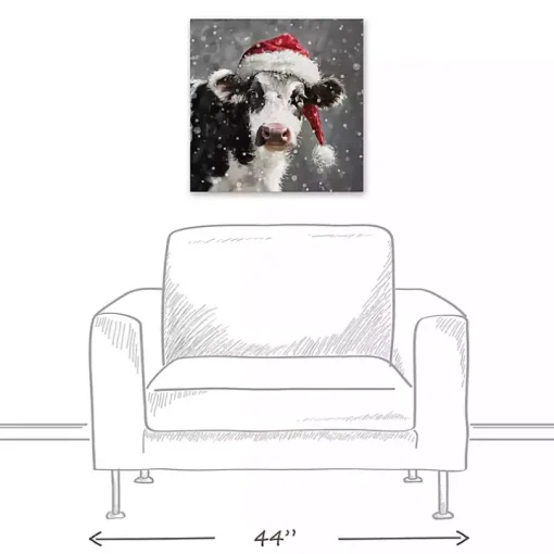 Snowy Santa Cow Canvas Art Print