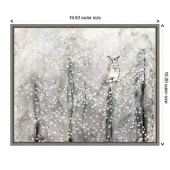 Snowy Scene with Owl Canvas Wall Plaque