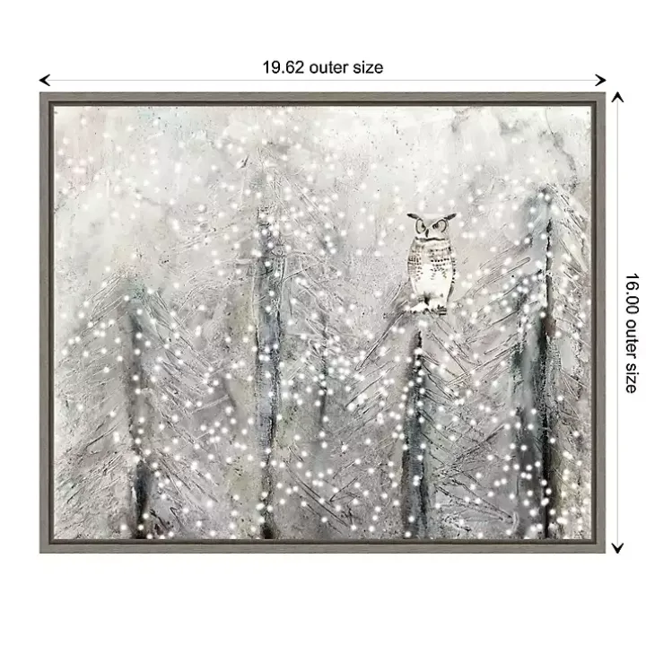 Snowy Scene with Owl Canvas Wall Plaque