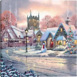 Snowy Sunset Christmas Village Canvas Art Print