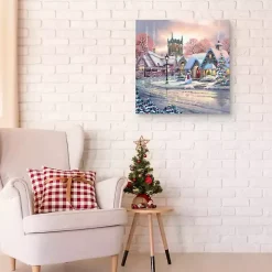Snowy Sunset Christmas Village Canvas Art Print