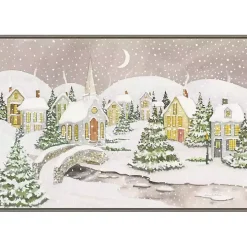 Snowy Tree Scene Christmas Canvas Wall Plaque