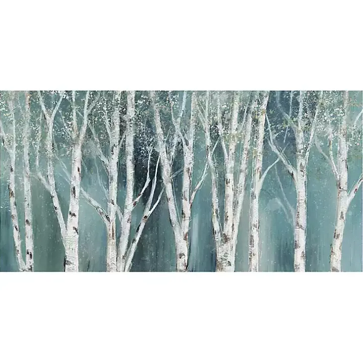 Soft Birch on Blue Canvas Art Print