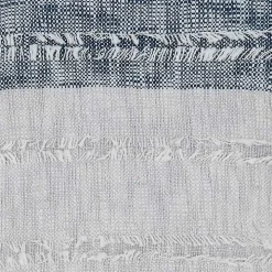 Soft Blue Textured Striped Tassel Throw