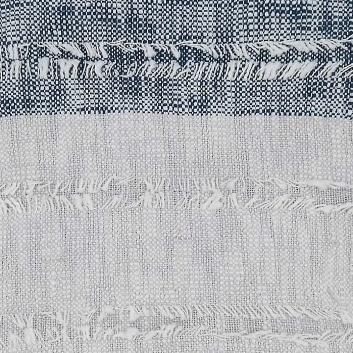 Soft Blue Textured Striped Tassel Throw