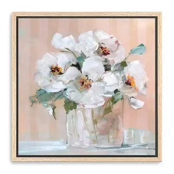 Soft Elegant Floral Framed Canvas Art Print