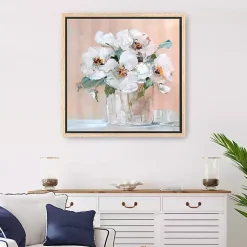 Soft Elegant Floral Framed Canvas Art Print