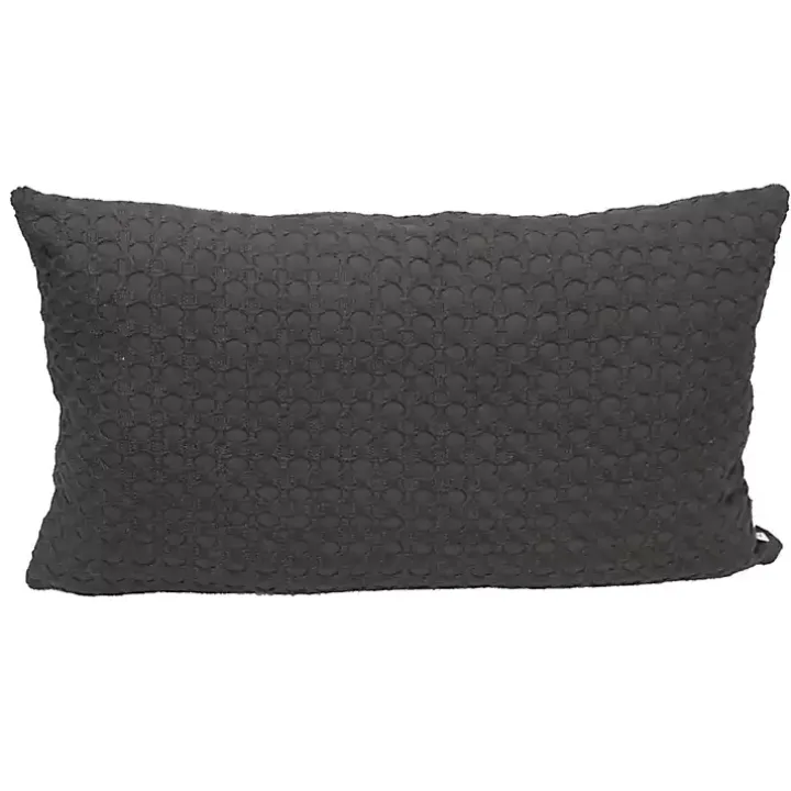 Solid Charcoal Textured Lumbar Pillow