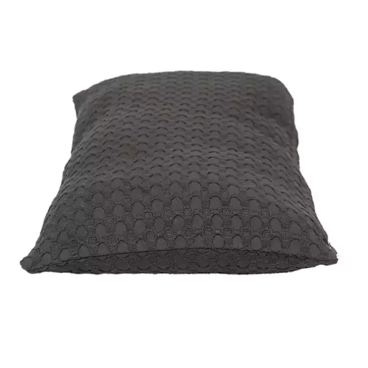 Solid Charcoal Textured Lumbar Pillow