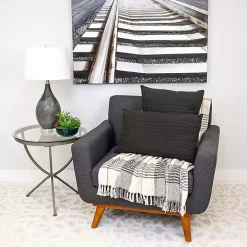 Solid Charcoal Textured Lumbar Pillow