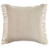 Solid Ivory Accent Pillow with Fringe