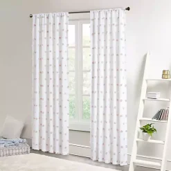 Sophie Blush Pom Pom Curtain Panel, 84 in.