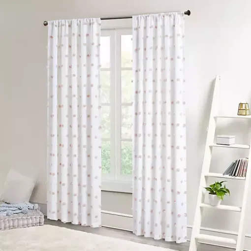 Sophie Blush Pom Pom Curtain Panel, 84 in.