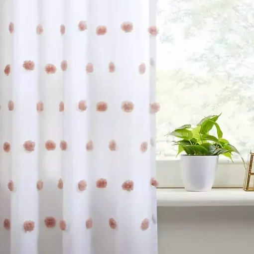 Sophie Blush Pom Pom Curtain Panel, 84 in.