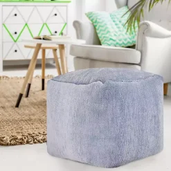 Spa Blue Chenille Pouf