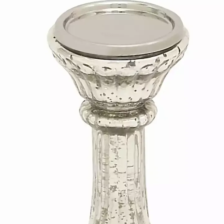 Speckled Mercury Glass Pillar Holders, Set of 3