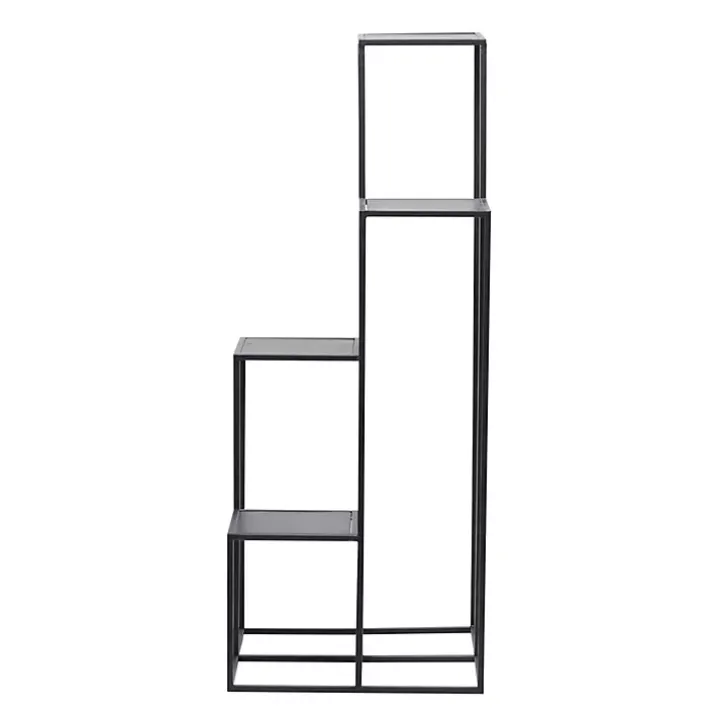 Square Black Iron Frame 4-Tier Plant Stand