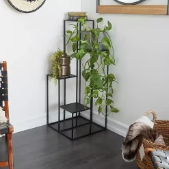 Square Black Iron Frame 4-Tier Plant Stand