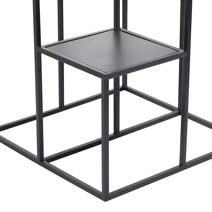 Square Black Iron Frame 4-Tier Plant Stand
