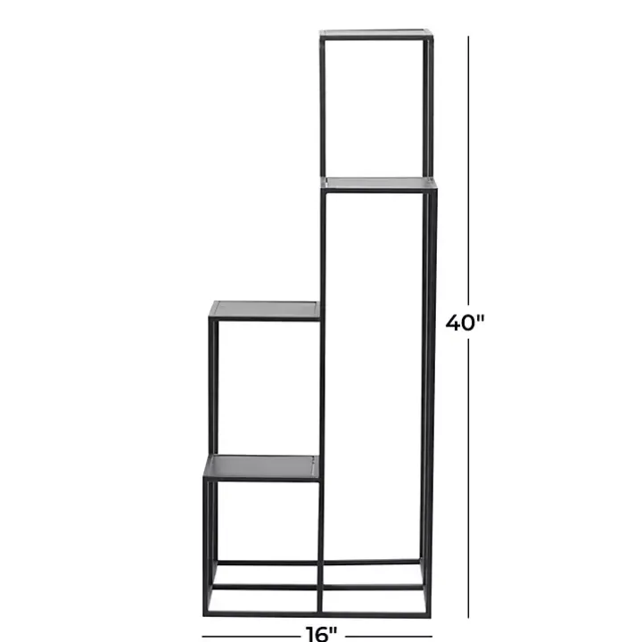 Square Black Iron Frame 4-Tier Plant Stand