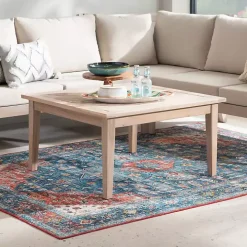 Square Natural Wood Slatted Outdoor Coffee Table