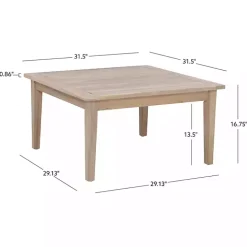 Square Natural Wood Slatted Outdoor Coffee Table
