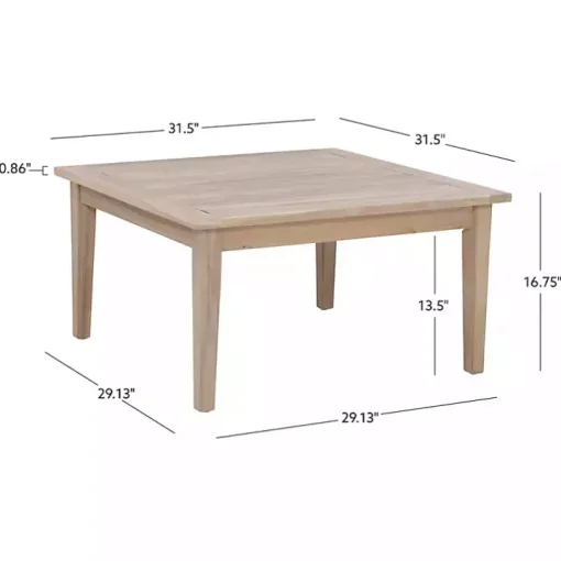 Square Natural Wood Slatted Outdoor Coffee Table