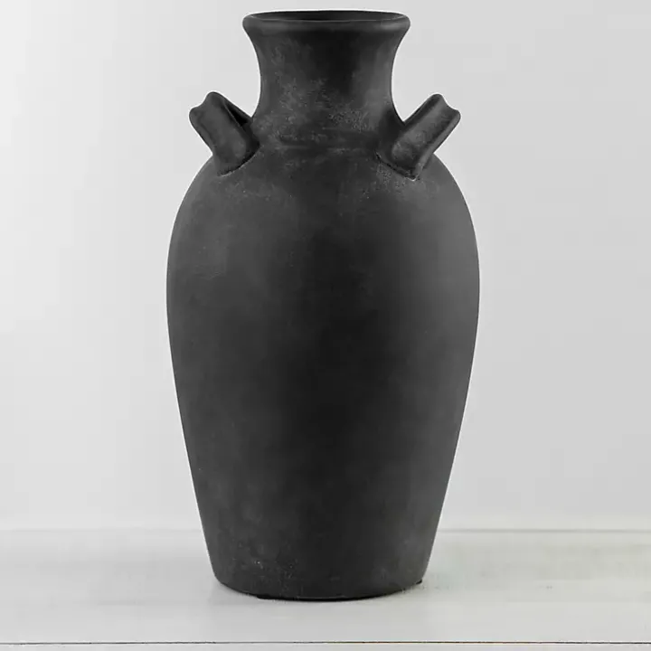 Stamos Matte Black Terracotta Vase, 14 in.