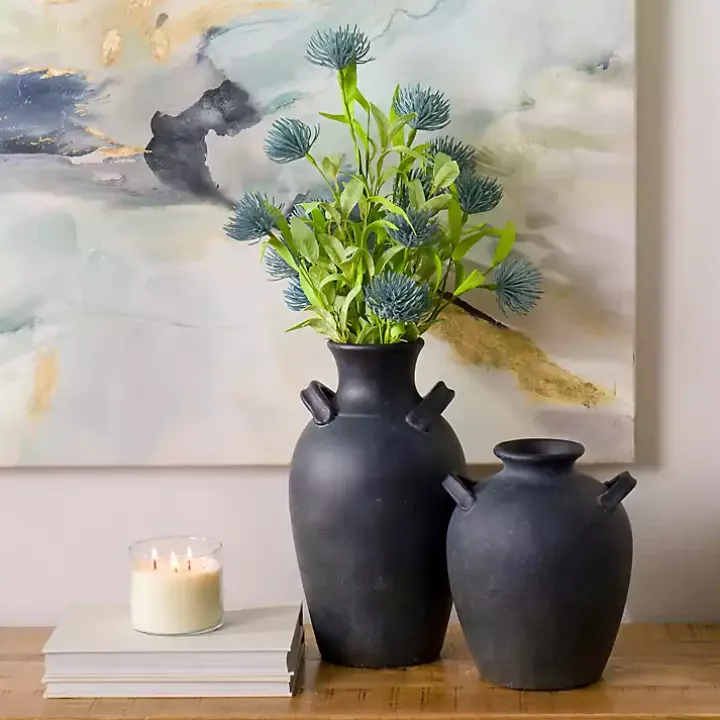 Stamos Matte Black Terracotta Vase, 14 in.