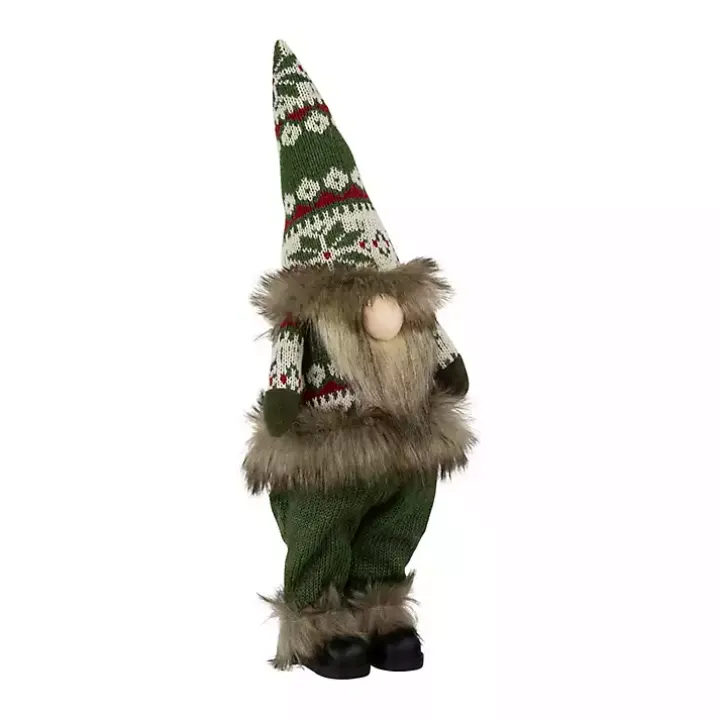 Standing Gnome with Green Knitted Christmas Outfit